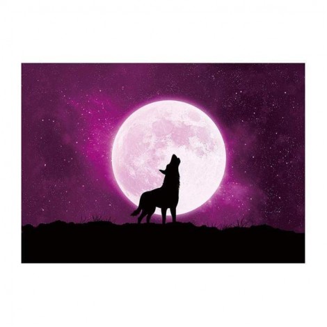 5D DIY Diamond Painting Kits Dream Moon Wolf Starry Sky