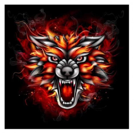 5D DIY Diamond Painting Kits Abstract Fire Roaring Wolf