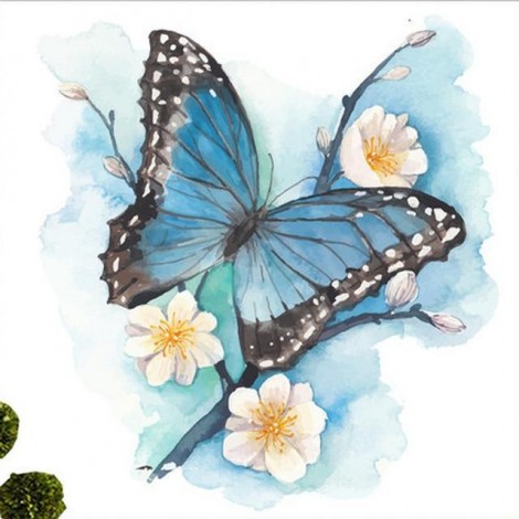 5D DIY Diamond Painting Kits Dream Blue Butterfly Flowers