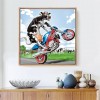 5D DIY Diamond Painting Kits Cartoon Funny Cow Driving Motorcycle