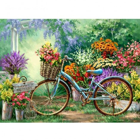 2019 New Hot Sale Flowers And Bicycles  5d Diy Diamond Painting Kits